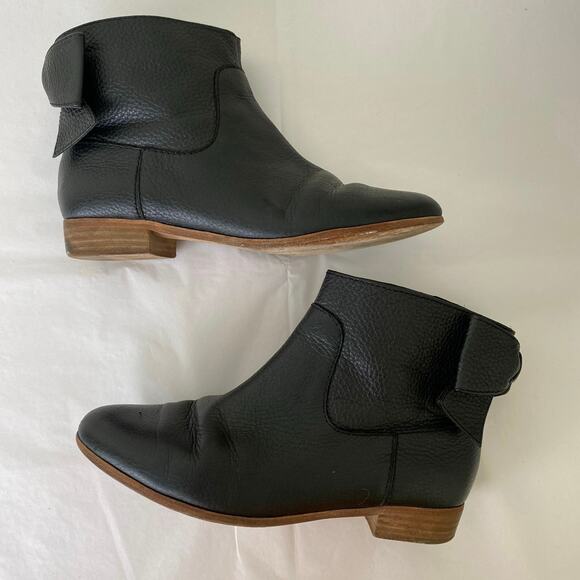 Kate Spade Prospect Bow Ankle Boots Size 8.5 Black Leather Flat Booties *fair - Picture 7 of 14
